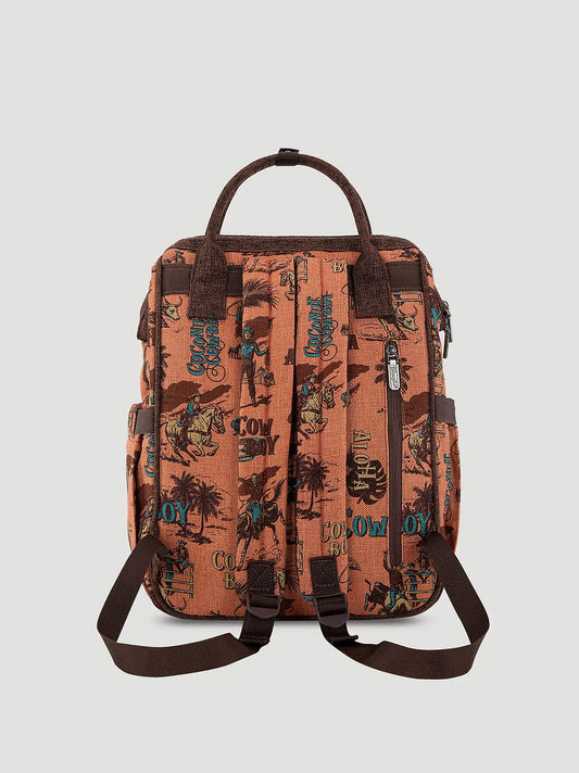 Aloha Cowboy Print Backpack:Dark Brown:One Size: