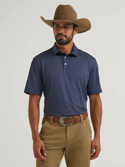 Wrangler All Terrain Gear Men's Performance Polo Shirt in Blue Nights