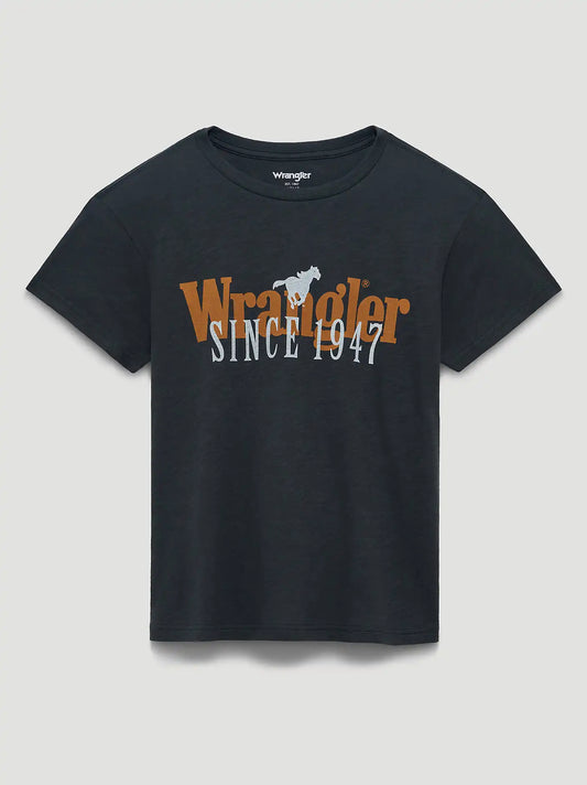 Since 1947 Overlap Retro Reg Graphic Tee in Washed Black