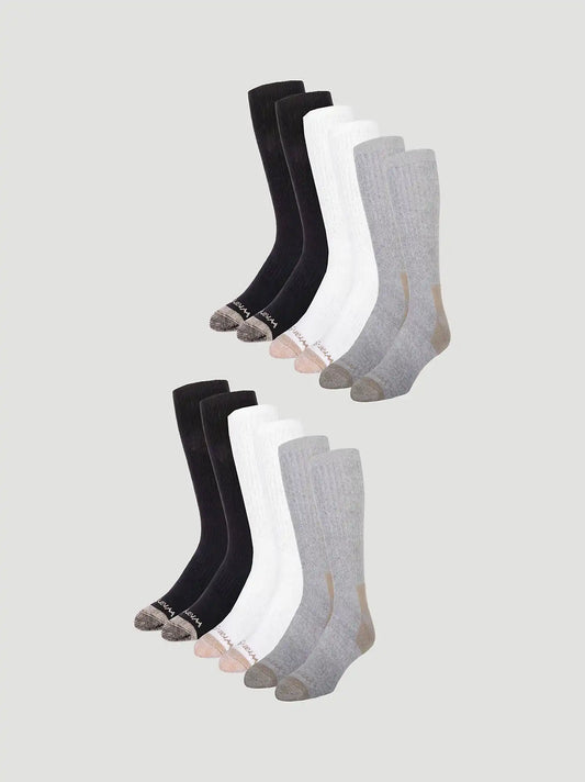 Wrangler RIGGS Workwear Cushion Crew Sock 6 Pack:Classic:One Size