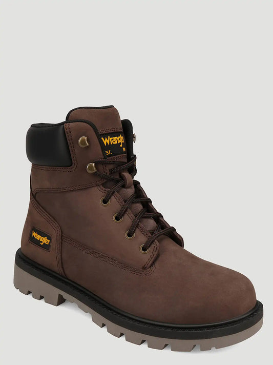 Men's Angus Steel-Toe Lace-Up Work Boot in Dark Brown