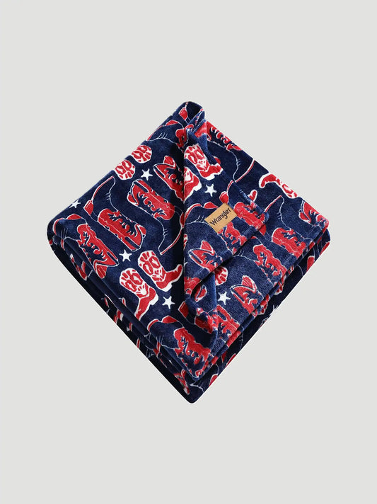 Wrangler Homestead Printed Throw:Blue/Red:One Size