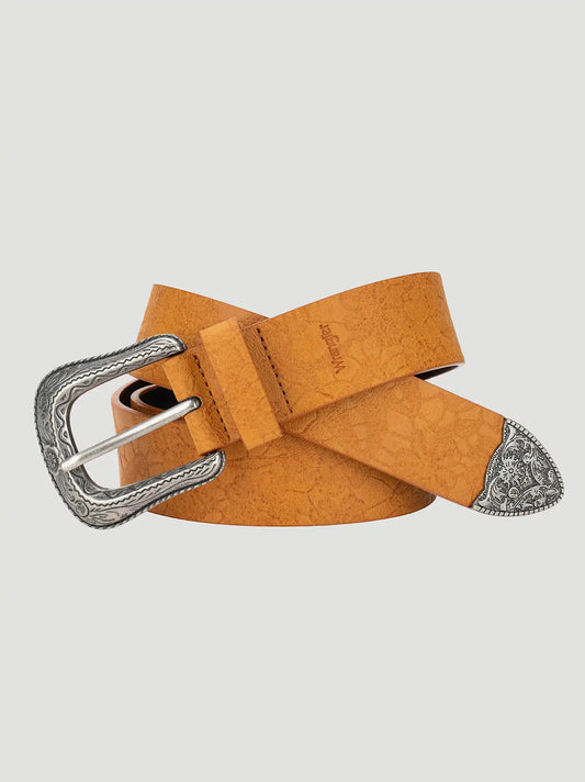 Women's Floral Buckle Loop Belt in Cognac