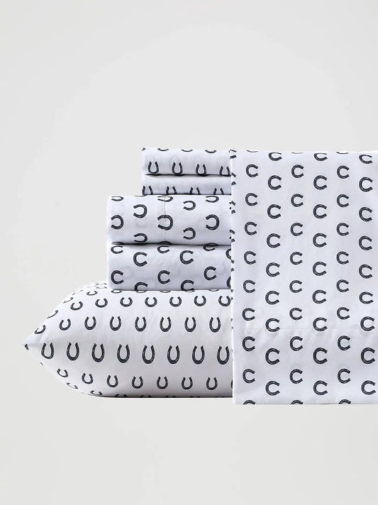 Wrangler Patterned Twin Sheet Set:Horseshoe Navy:Twin