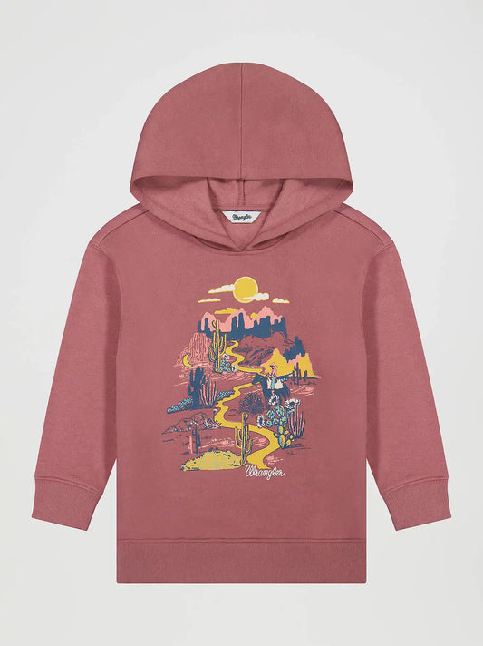 Girl's Adventure Graphic Pullover Hoodie in Red