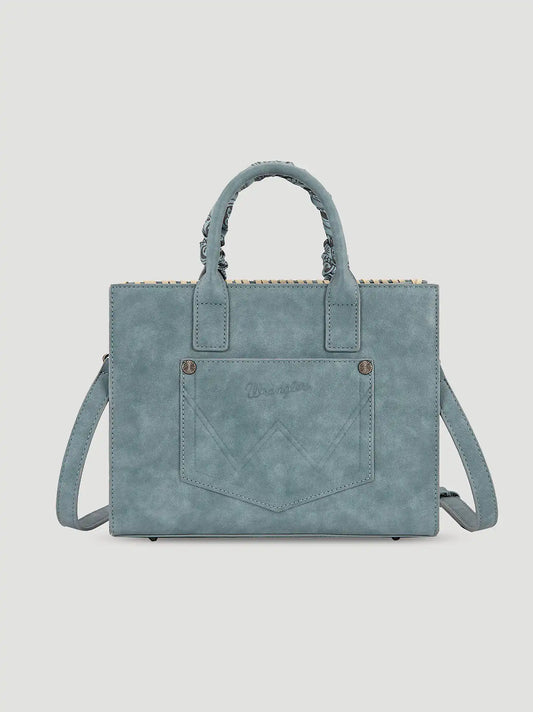 Bandana Embroidered Satchel Handbag:Jean:One Size: