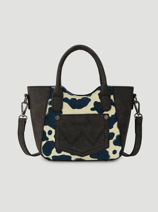 Colorblock Cow Print Small Cross Body:Black:One Size