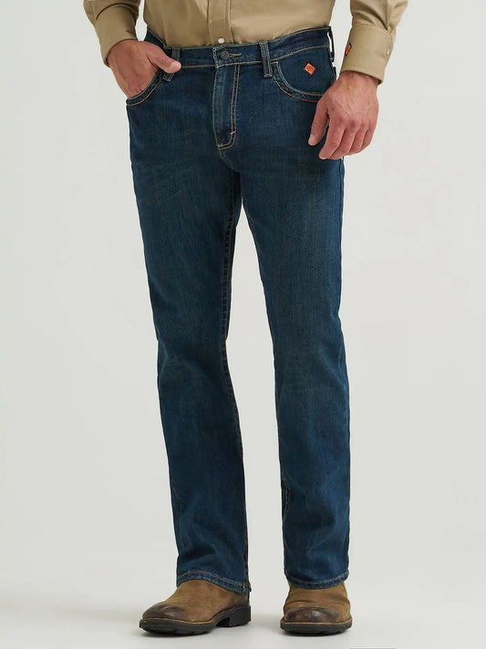 Wrangler® FR Flame-Resistant Vintage Slim Boot Jean in Dark Denim