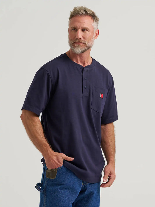 Wrangler RIGGS Workwear® Short Sleeve Relaxed Henley in Navy