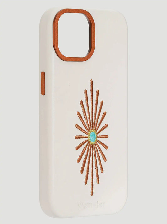 Smartphone Leather Embroidery Case:White:15