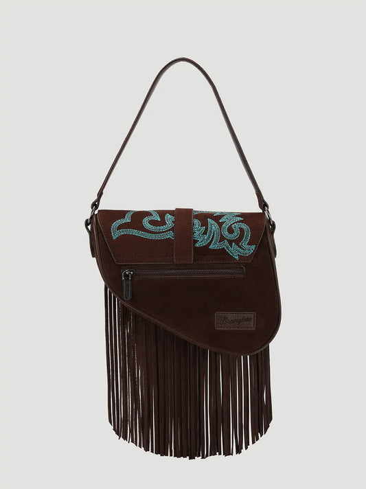 Ella Fringe Saddle Bag:Coffee:One Size