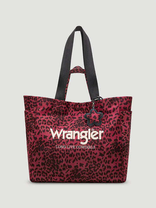 Leopard Print Canvas Tote:Red:One Size