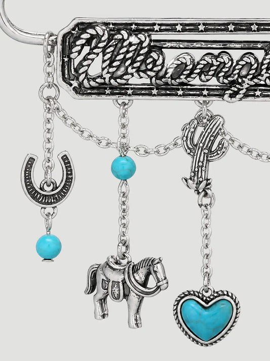 Western Logo Charm Pin:Silver:One Size