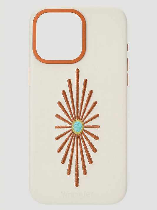 Smartphone Leather Embroidery Case:White:16 Pro Max