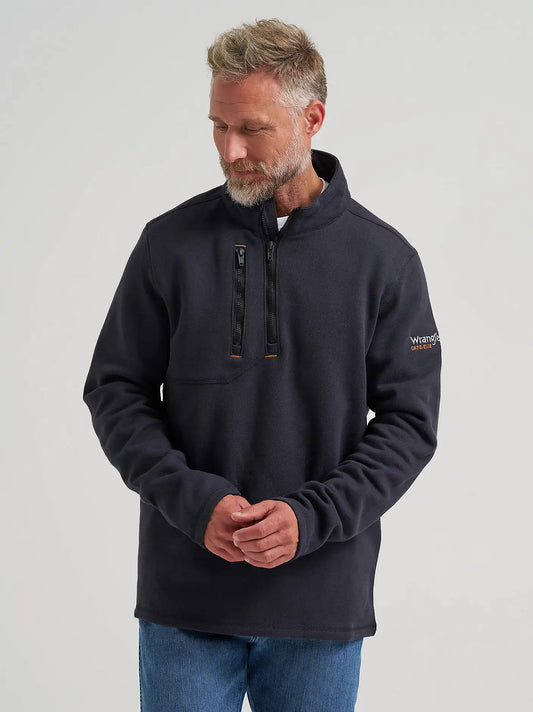 Wrangler® FR Flame Resistant Quarter Zip Pullover in Jet Black