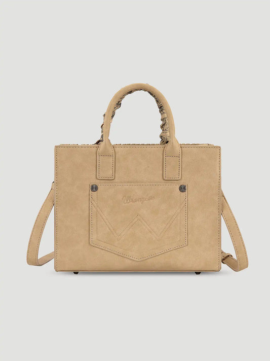 Bandana Embroidered Satchel Handbag:Tan:One Size: