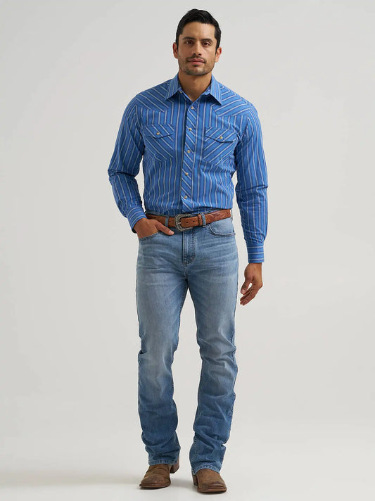 Men's 20X® Competition Advanced Comfort Long Sleeve Two Pocket Western Snap Shirt in Riverstone Stripe