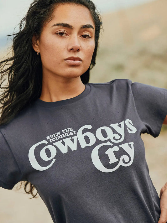 Cowboys Cry Retro Reg Graphic Tee in Ombre Blue
