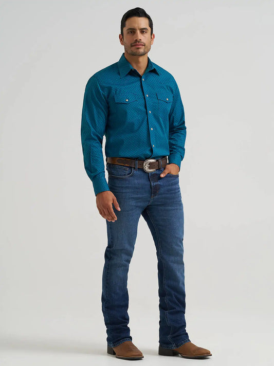 Men's 20X® Competition Advanced Comfort Long Sleeve Two Pocket Western Snap Shirt in Concentric Square