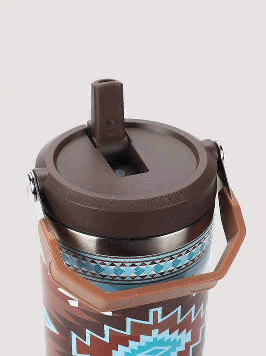 40 oz Tumbler With Grip Handle:Turq/Brown:One Size