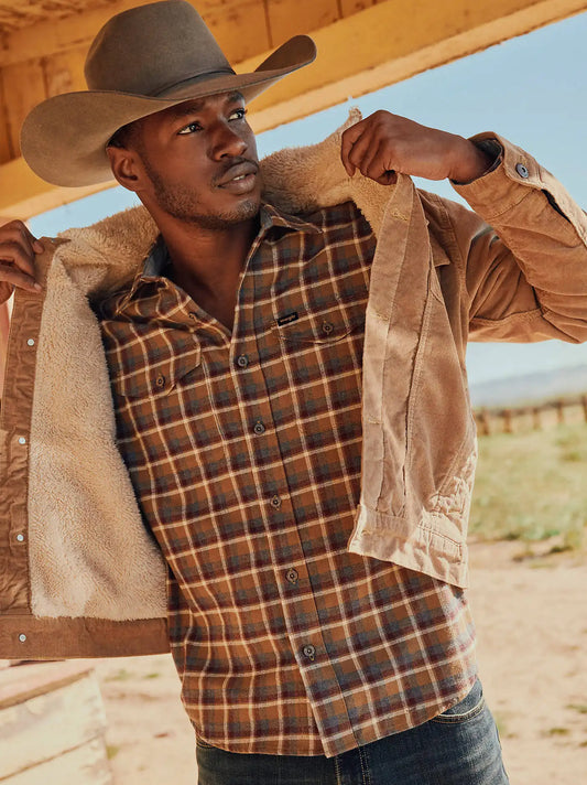 Men's Wrangler® Sherpa Lined Corduroy Trucker Jacket in Acorn