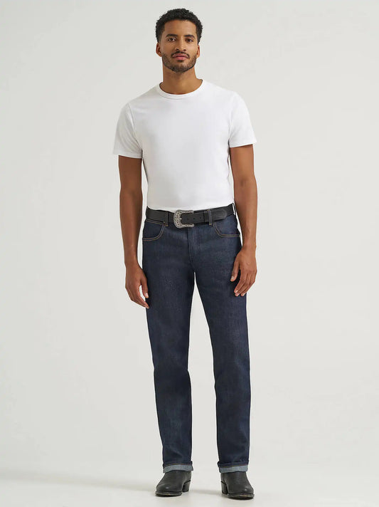 Wrangler Retro Slim Fit Straight Selvedge Stretch Jean in Raw Indigo