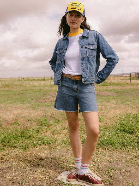 Wrangler® Americana Mid-Length Cowboy Short in Mid Indigo