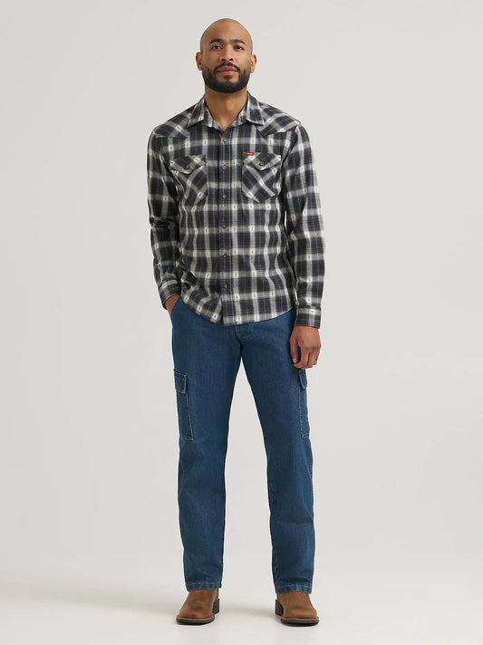 Wrangler® Denim Loose Fit Cargo Jean in Medium Stonewash Denim