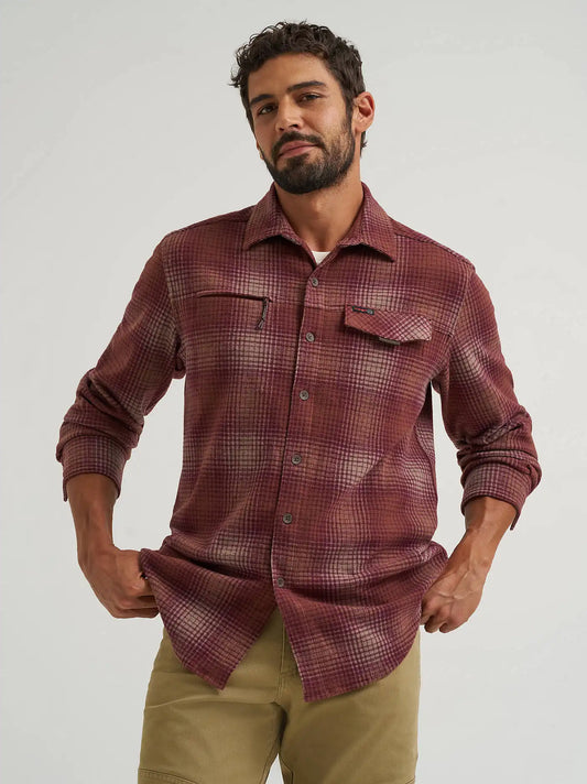 Wrangler ATG™ Men's Campsite Plaid Shirt in Sepia Ombre