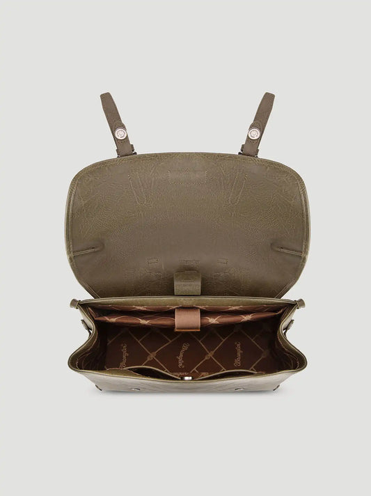 Faux Leather Convertible Satchel Backpack:Green:One Size: