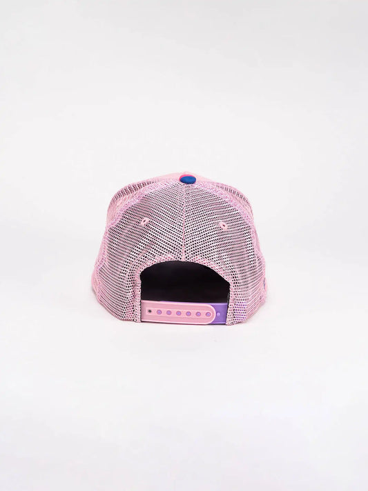 Stripe Bill Boot Stitch Trucker Hat:Rose:One Size