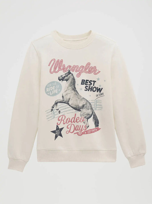 Women's Rodeo Shimmer Graphic Fleece Reg Pullover in Egret