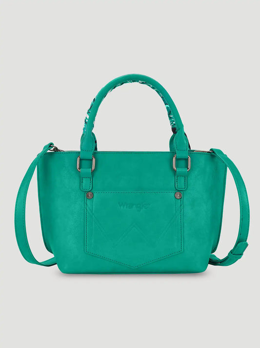 Bandana Print Wide Mini Tote:Turquoise:One Size: