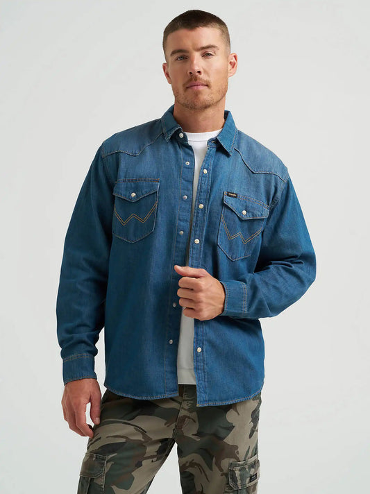 Men's Iconic Cowboy Wash Denim Shirt in Tobacco Denim
