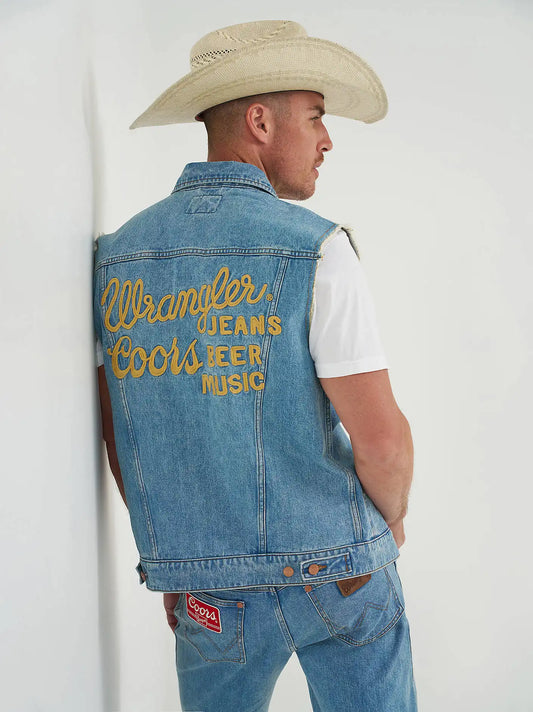 Wrangler x Coors Cut-Off Vest in Beer Wash