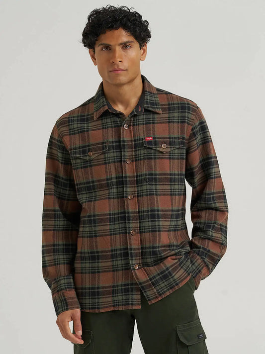 Men's Blanket Flannel Overshirt in Cocoa Brown