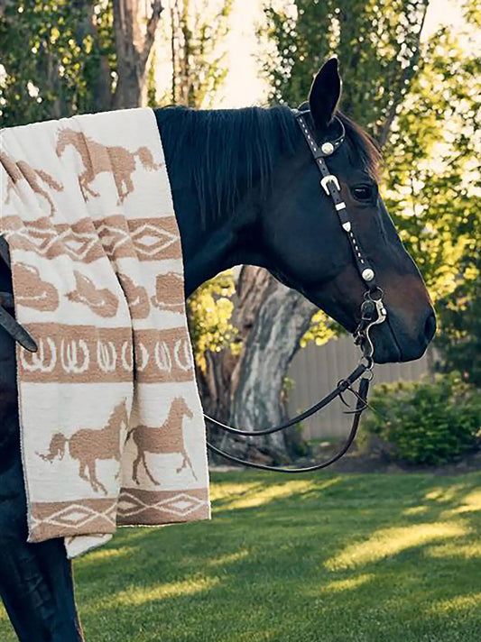 Wrangler Stretchy Throw Blanket:Tan Rodeo:One Size