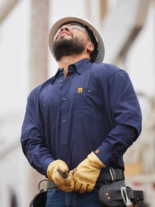 Wrangler® RIGGS Workwear® FR Flame Resistant Twill Solid Work Shirt in Navy