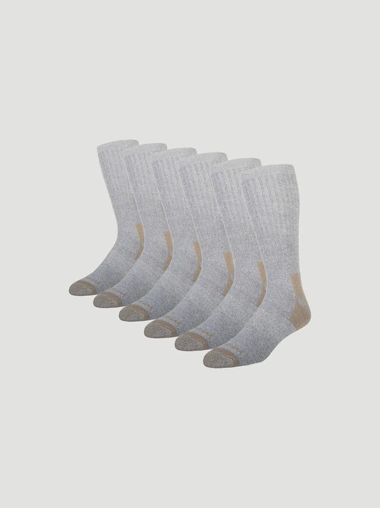 Wrangler RIGGS Workwear Cushion Crew Sock 6 Pack:Grey:One Size