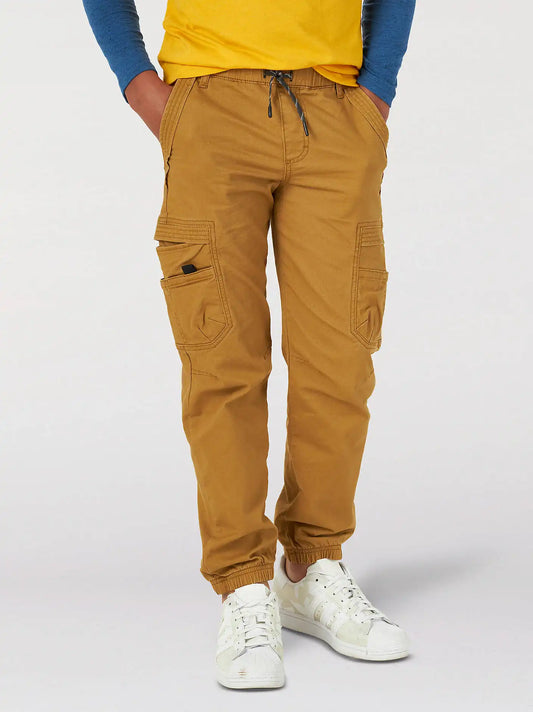 Boy's Wrangler® Free To Stretch Gamer Cargo Pant (Husky) in Medal Bronze