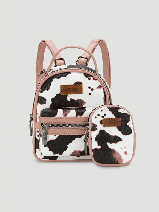 Cow Print Mini Backpack:Pink:One Size