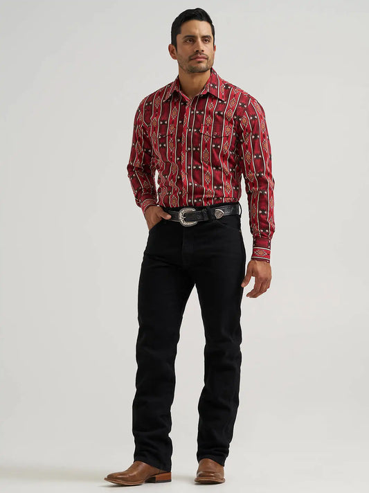 Men's Checotah® Long Sleeve Western Snap Printed Shirt in Oxide Red
