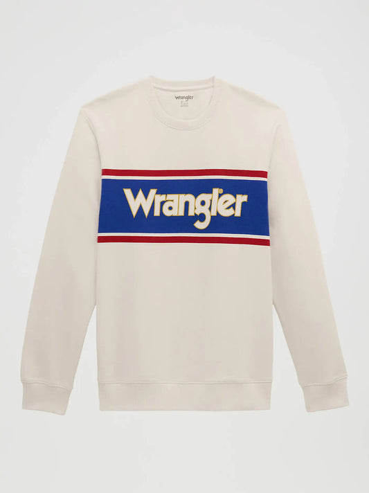 Wrangler Legacy Logo Graphic Fleece Sweatshirt in Antique White