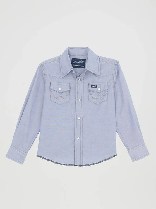 Boy's Cowboy Cut® Western Snap Shirt in Blue Chambray