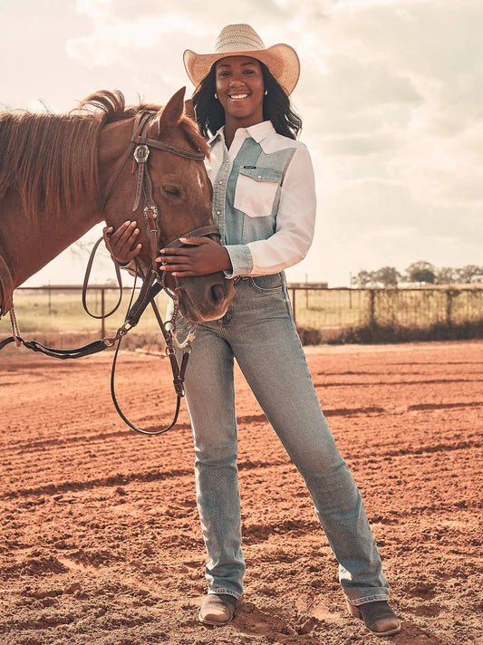 Women's High Rise Rodeo Bootcut Wrangler Riding Jean in Camila