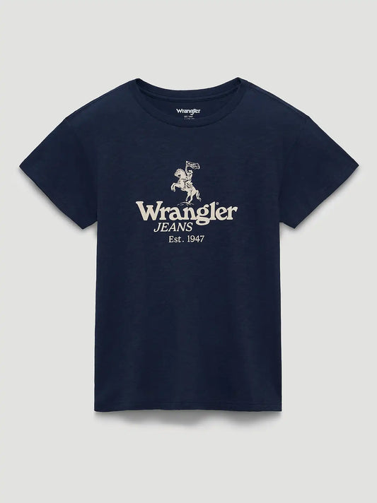 Horse Triumph Retro Reg Back Graphic Tee in Dark Sapphire