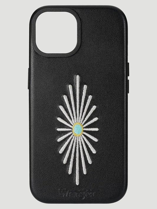 Smartphone Leather Embroidery Case:Black:One Size: