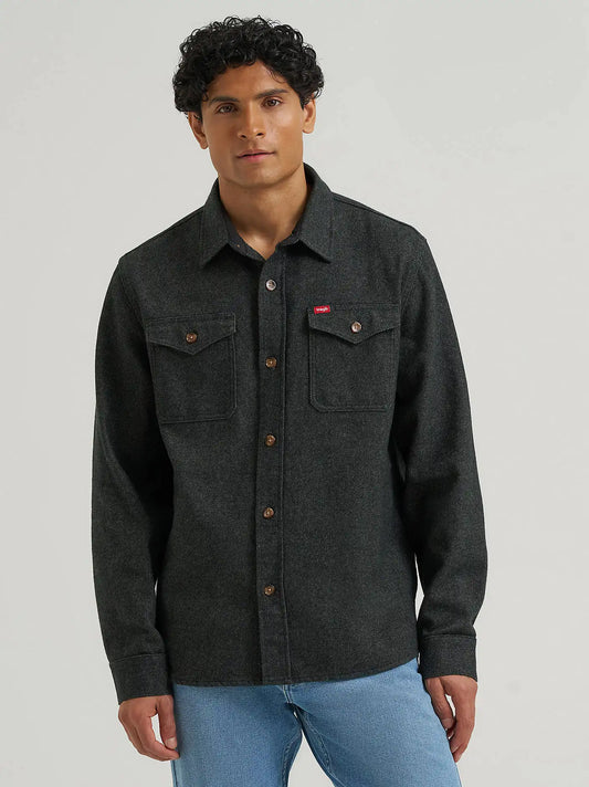 Men's Blanket Flannel Overshirt in Forest Night Heather