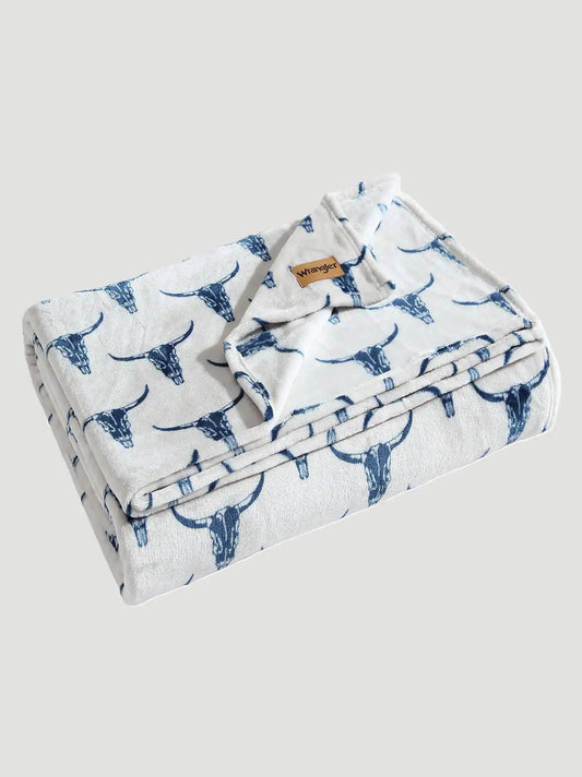 Wrangler Steer Head Queen Blanket:Dark Blue:Queen