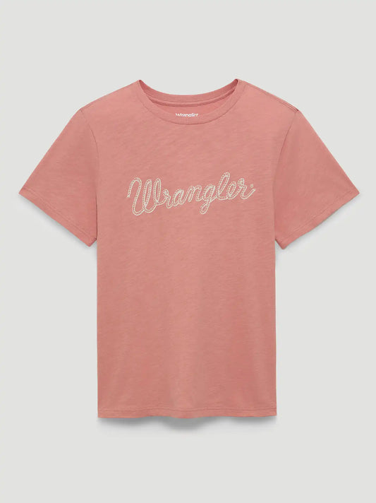 Women's Wrangler Rope Logo Reg Fit Tee in Cameo Rose